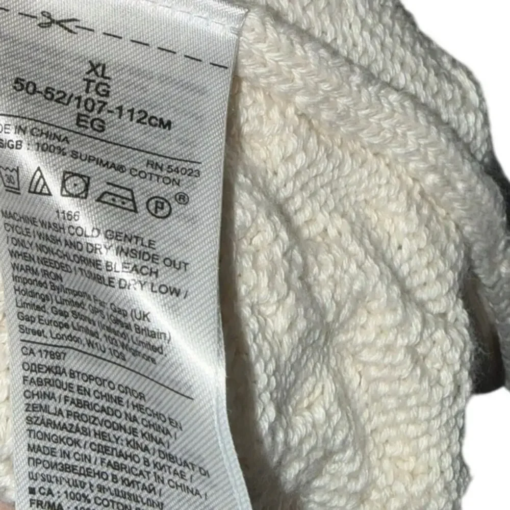 Banana Republic Men’s XL Supima Cotton Cable Knit Sweater Cream Ivory Crewneck